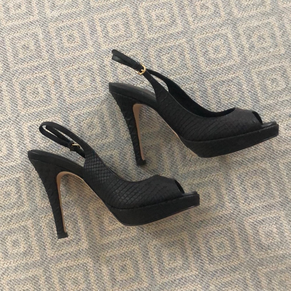 Black open toe, sling back, heels